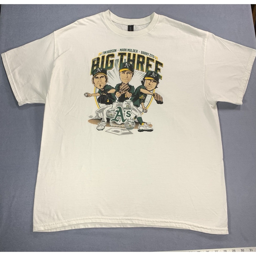Oakland A's MLB The Big Three White T-Shirt XL 90s Style Characters